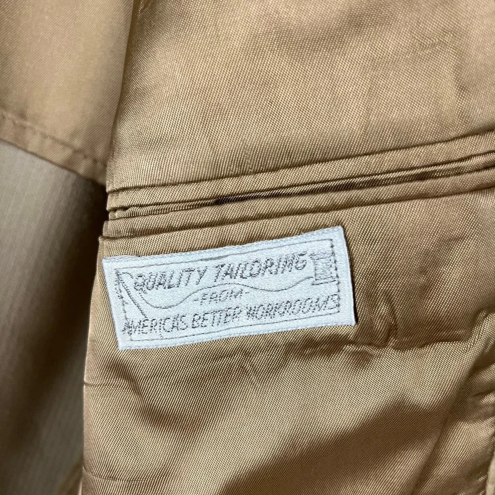 Vtg Tan Corduroy Western Blazer Suede Elbow Patches Tan Camel Sport Coat 44R